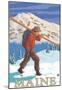 Maine - Skier Carrying Skis-null-Mounted Poster