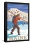 Maine - Skier Carrying Skis-null-Framed Poster