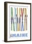 Maine, Skis in the Snow-Lantern Press-Framed Art Print