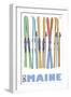 Maine, Skis in the Snow-Lantern Press-Framed Art Print