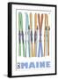 Maine, Skis in the Snow-Lantern Press-Framed Art Print