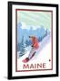 Maine - Snowboarder Scene-Lantern Press-Framed Art Print