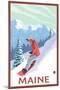 Maine - Snowboarder Scene-Lantern Press-Mounted Art Print