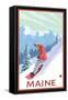 Maine - Snowboarder Scene-Lantern Press-Framed Stretched Canvas