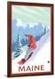 Maine - Snowboarder Scene-Lantern Press-Framed Art Print