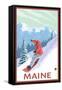 Maine - Snowboarder Scene-Lantern Press-Framed Stretched Canvas