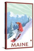 Maine - Snowboarder Scene-Lantern Press-Stretched Canvas