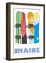 Maine, Snowboards in the Snow-Lantern Press-Framed Art Print