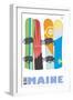 Maine, Snowboards in the Snow-Lantern Press-Framed Art Print