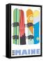 Maine, Snowboards in the Snow-Lantern Press-Framed Stretched Canvas