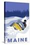 Maine, Snowmobile Scene-Lantern Press-Stretched Canvas