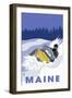 Maine, Snowmobile Scene-Lantern Press-Framed Art Print