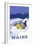 Maine, Snowmobile Scene-Lantern Press-Framed Art Print