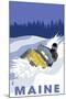Maine, Snowmobile Scene-Lantern Press-Mounted Art Print