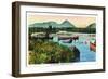 Maine - Sourdnahunk Valley Lily Pad Pond Scene-Lantern Press-Framed Art Print