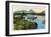 Maine - Sourdnahunk Valley Lily Pad Pond Scene-Lantern Press-Framed Art Print