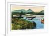 Maine - Sourdnahunk Valley Lily Pad Pond Scene-Lantern Press-Framed Premium Giclee Print