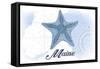 Maine - Starfish - Blue - Coastal Icon-Lantern Press-Framed Stretched Canvas