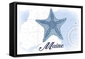 Maine - Starfish - Blue - Coastal Icon-Lantern Press-Framed Stretched Canvas