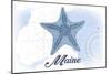 Maine - Starfish - Blue - Coastal Icon-Lantern Press-Mounted Art Print