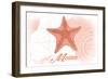Maine - Starfish - Coral - Coastal Icon-Lantern Press-Framed Art Print