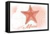 Maine - Starfish - Coral - Coastal Icon-Lantern Press-Framed Stretched Canvas