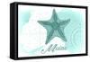 Maine - Starfish - Teal - Coastal Icon-Lantern Press-Framed Stretched Canvas