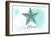 Maine - Starfish - Teal - Coastal Icon-Lantern Press-Framed Art Print