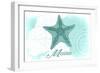 Maine - Starfish - Teal - Coastal Icon-Lantern Press-Framed Art Print