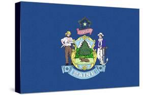 Maine State Flag-Lantern Press-Stretched Canvas
