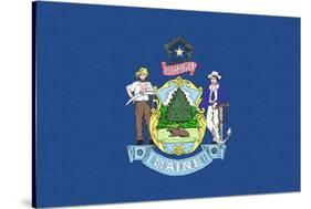 Maine State Flag-Lantern Press-Stretched Canvas