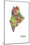 Maine State Map 1-Marlene Watson-Mounted Premium Giclee Print