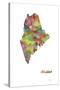 Maine State Map 1-Marlene Watson-Stretched Canvas