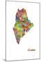 Maine State Map 1-Marlene Watson-Mounted Giclee Print