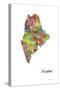 Maine State Map 1-Marlene Watson-Stretched Canvas