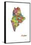 Maine State Map 1-Marlene Watson-Framed Stretched Canvas