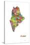 Maine State Map 1-Marlene Watson-Stretched Canvas