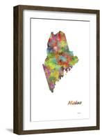 Maine State Map 1-Marlene Watson-Framed Giclee Print