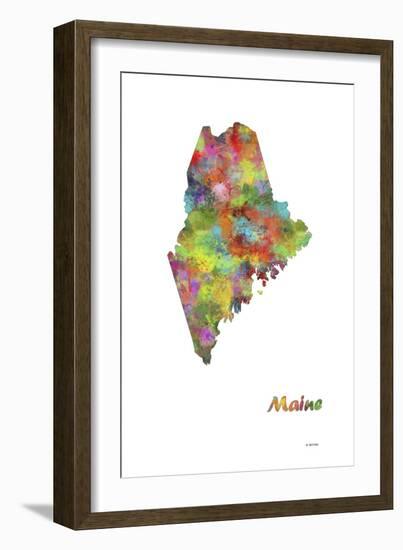 Maine State Map 1-Marlene Watson-Framed Giclee Print