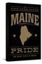 Maine State Pride - Gold on Black-Lantern Press-Stretched Canvas