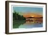 Maine - Sunset View on Bald Mountain-Lantern Press-Framed Art Print