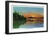 Maine - Sunset View on Bald Mountain-Lantern Press-Framed Art Print