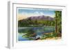 Maine, Togue Pond View of Mount Katahdin-Lantern Press-Framed Art Print