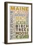 Maine - Typography-Lantern Press-Framed Art Print