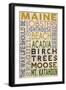 Maine - Typography-Lantern Press-Framed Art Print