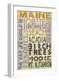 Maine - Typography-Lantern Press-Framed Art Print