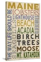 Maine - Typography-Lantern Press-Stretched Canvas