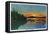 Maine - View of a Sunset on Bald Mountain-Lantern Press-Framed Stretched Canvas