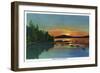 Maine - View of a Sunset on Bald Mountain-Lantern Press-Framed Art Print