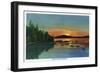 Maine - View of a Sunset on Bald Mountain-Lantern Press-Framed Art Print